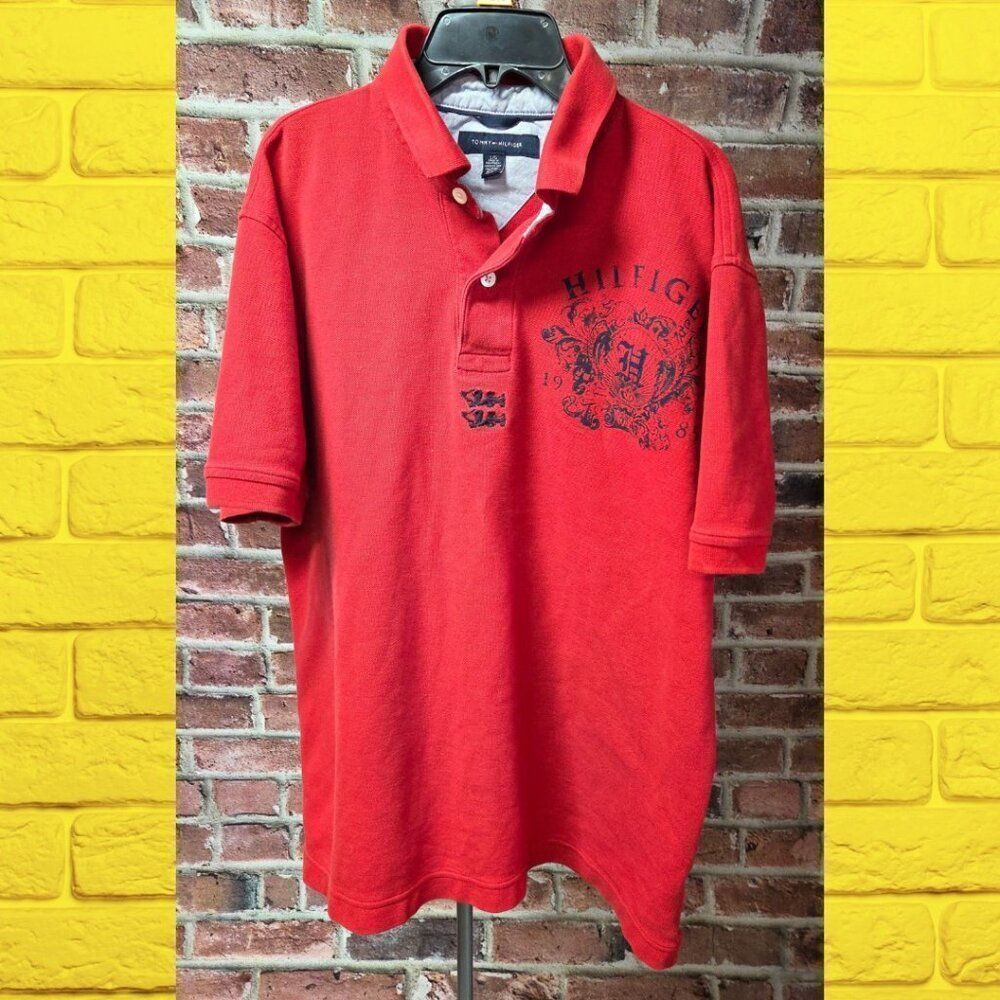 Tommy Hilfiger Classic Fit Polo‎ Shirt – Men’s Size Large – Red – 100% Cotton